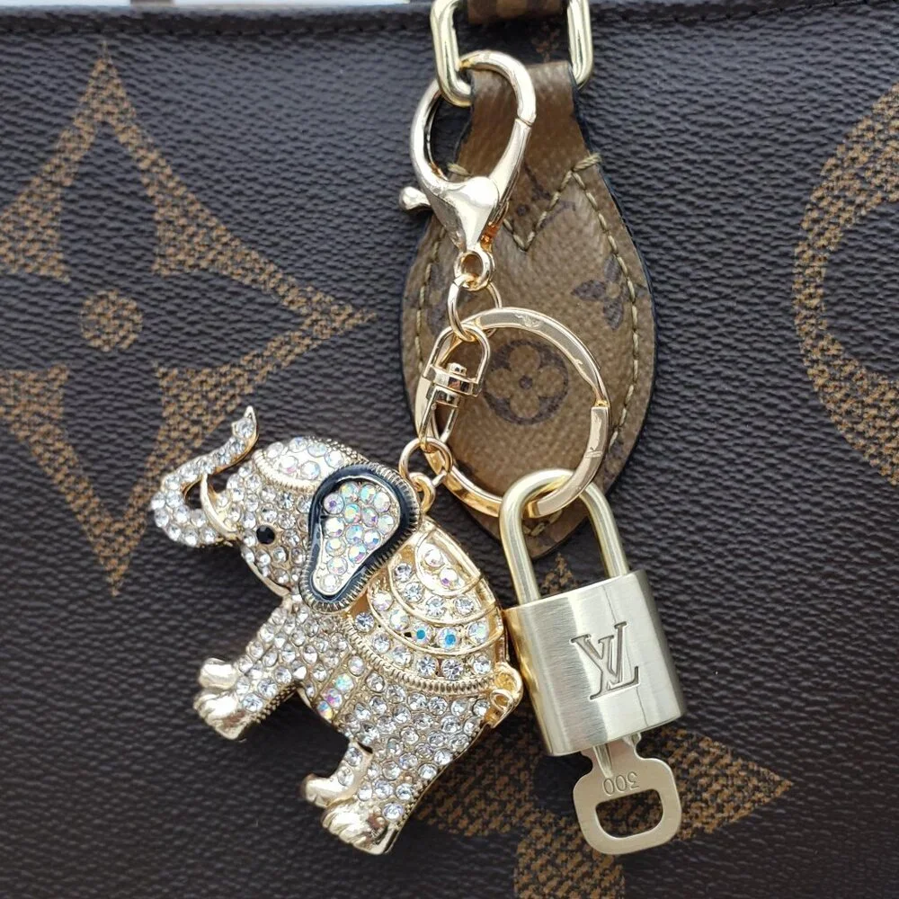 Authentic Louis Vuitton Lock & Key with Unbranded Elephant Charm, Keychain